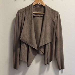 Blank NYC Taupe Moto Suede-Texture Jacket